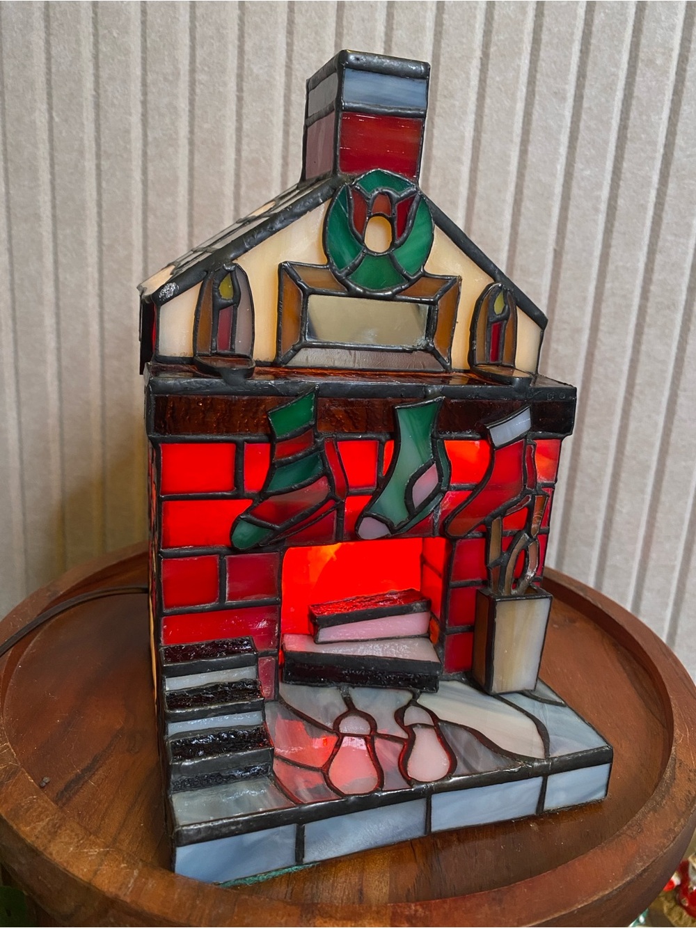 Meyda Lighting Tiffany Stained Glass Christmas Stockings Fireplace Accent Lamp
